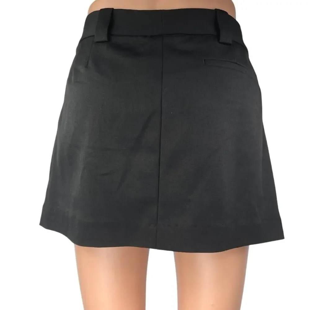 L'Academie Bella Women's Black Pleated High Waist Mini A-Line Flared Skirt Sz M